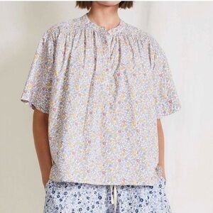 APIECE APART shirred mission top in sweet multi